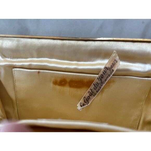 Le Goût du Jour Gold Beaded Swirl Rhinestone Filigree 50s Wrist Bag - Picture 7 of 10